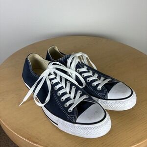 Converse All Star Low Top Navy Blue Canvas Sneakers Mens 9.5 Womens 11.5 Retro